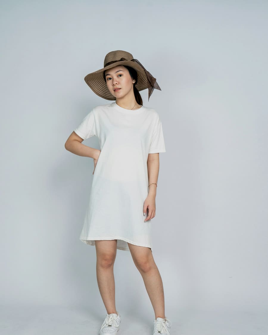 Poplin Shirt Dress in White
