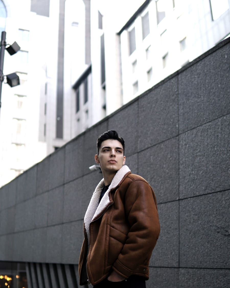Shearling Collar Jacket in Tobacco