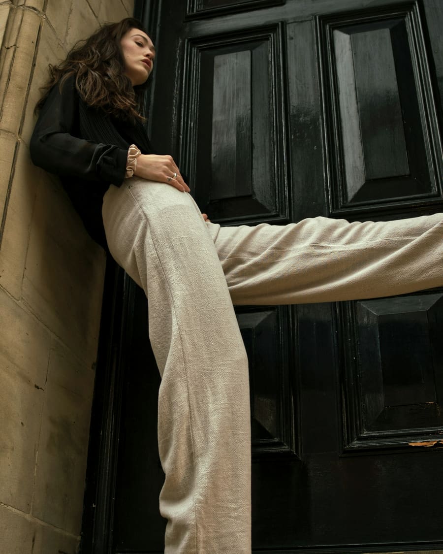 Wide-Leg Linen Trouser in Chalk